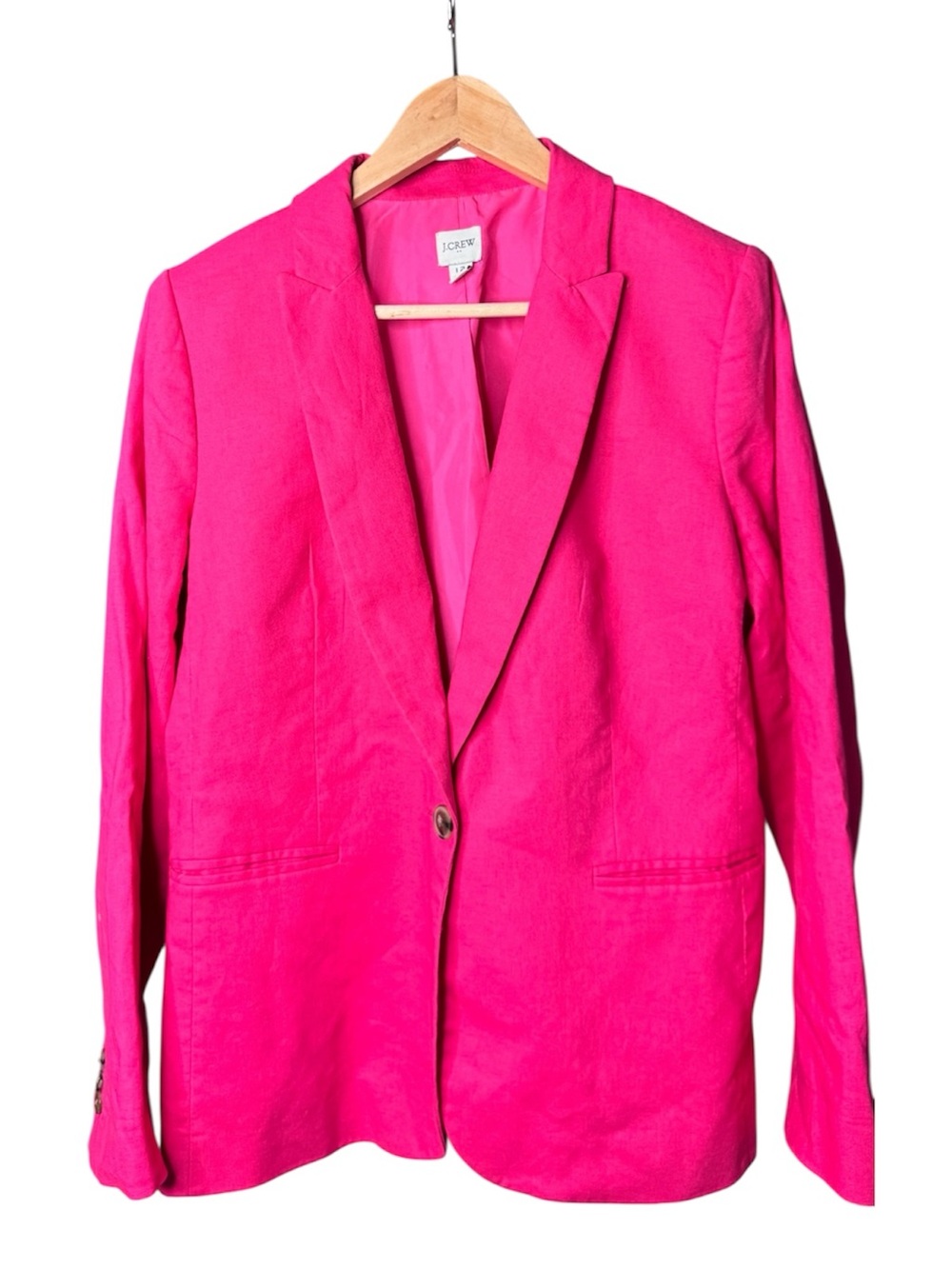 J.Crew Pink Linen Cotton Blend Single Button Blazer Jacket Size 12